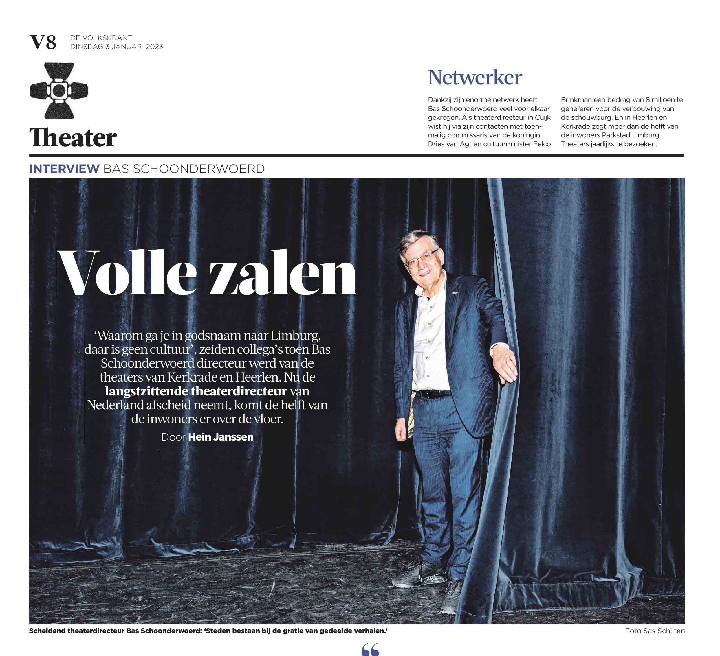 Theaterdirecteur Bas Schoonderwoerd Heerlen voor De Volkskrant | Sas Schilten Fotografie