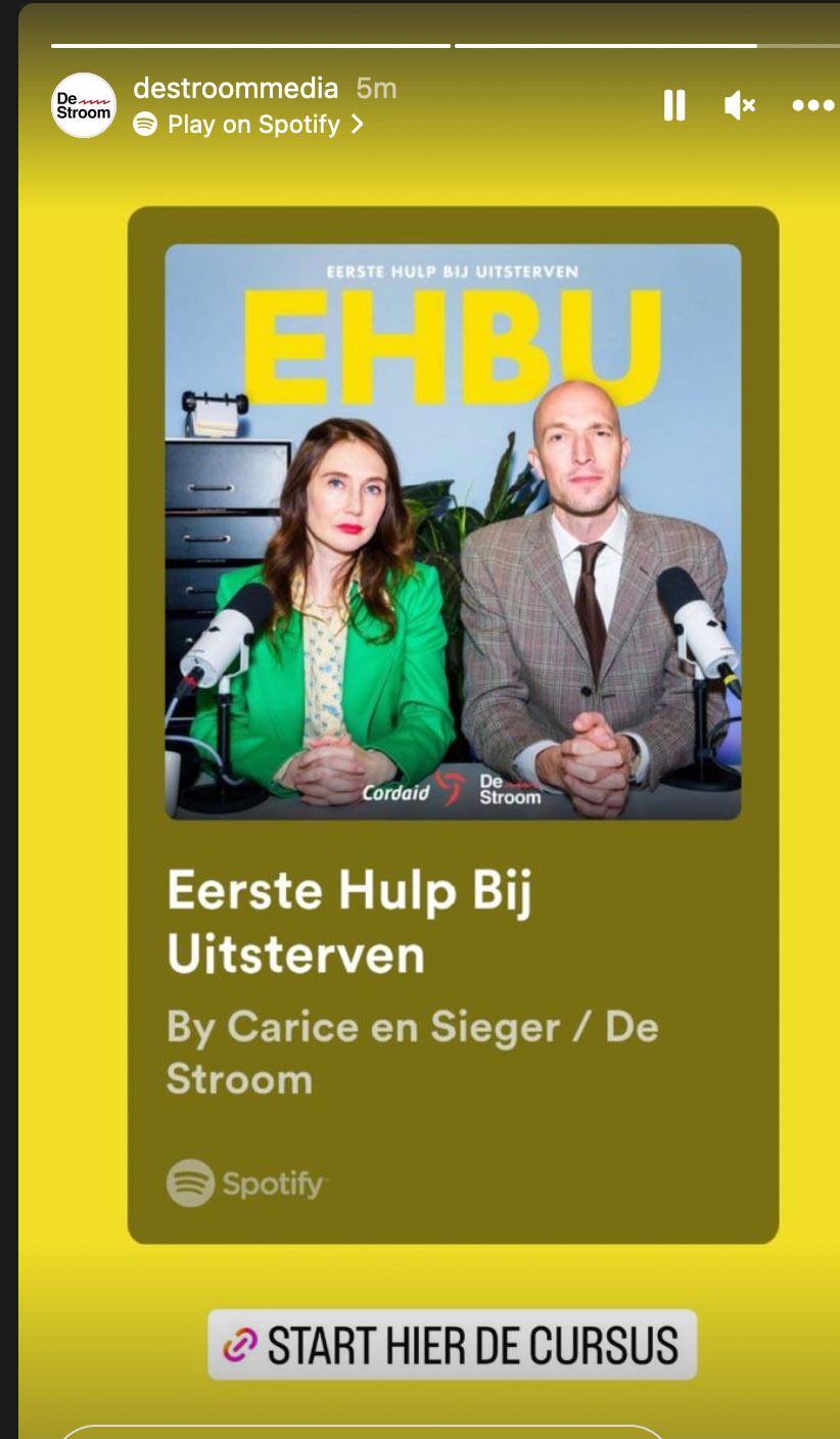 Carice van Houten en Sieger Sloot voor de podcast Eeste Hulp Bij Uitsterven van De Stroom Media | Sas Schilten Fotografie